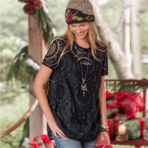 Sundance Shadow Dance Crochet Top size L